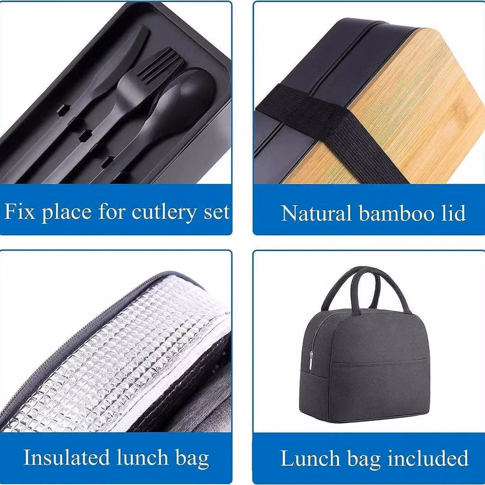 KORVIXA Thermal Insulated Leakproof Lunch Bag with Compartments in Black – 2