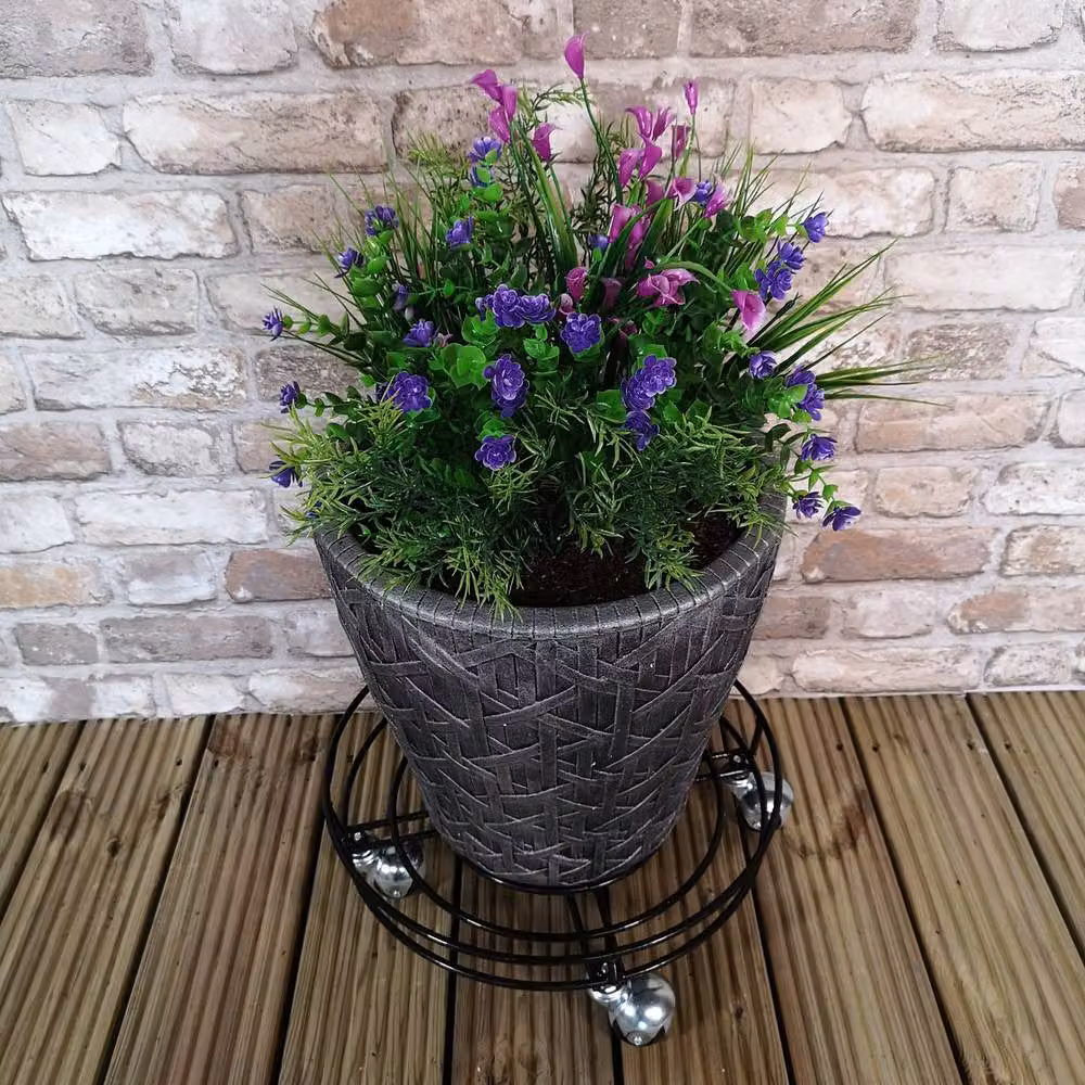 Tom Chambers Bloom Black Metal Plant Pot Caddy Stand, Diameter: 32 cm – 3