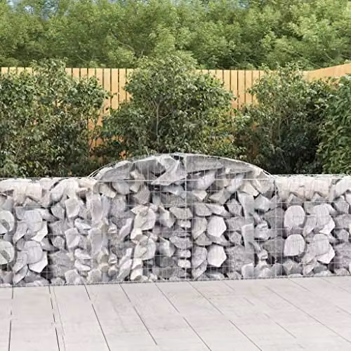 vidaXL Arched Gabion Baskets, 12 Pieces, Silver Galvanised Steel, W: 300 cm, D: 50 cm, H: 80/100 cm – 2
