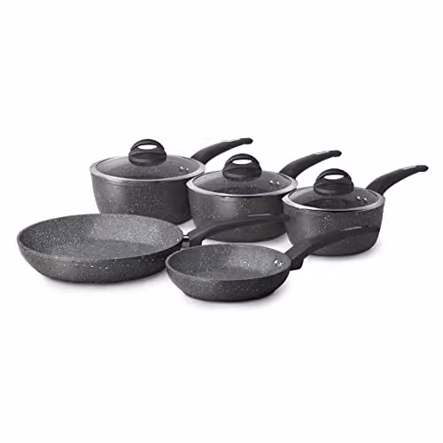 Tower Cerastone T81276 Forged 5 Piece Pan Set with Non-Stick Ceramic Coating and Soft Touch Handles in Graphite Grey, including 18/20/22 cm Saucepans and 20/28 cm Frying Pans – 1