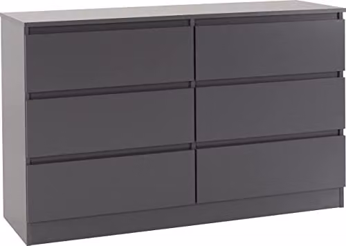 Seconique Malvern 6 Drawer Chest in Grey, W/D/H: 122 x 40 x 77 cm – 1