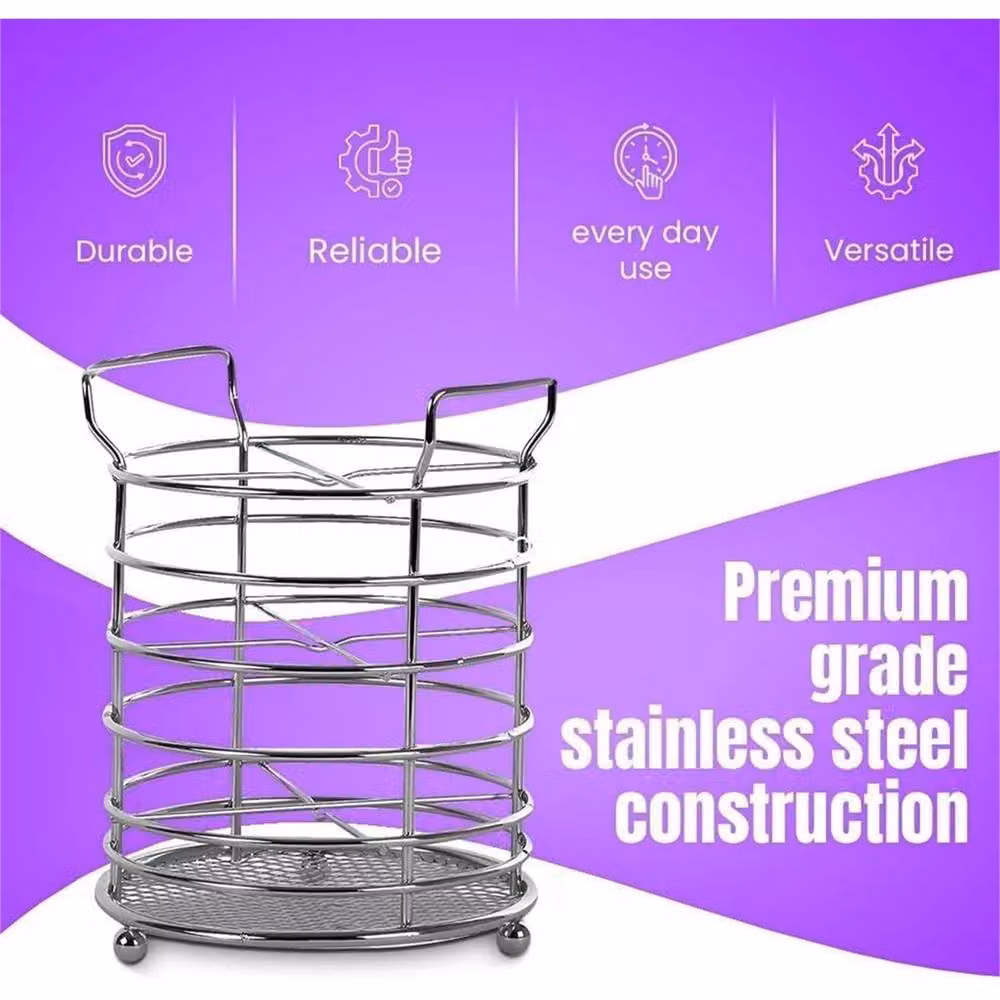 KORVIXA Silver Metal Cutlery Holder and Utensil Caddy – 2
