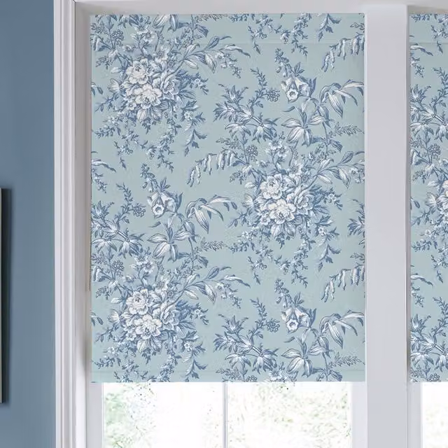 Laura Ashley Picardie Blue Sky Translucent Floral Made to Measure Roller Blind