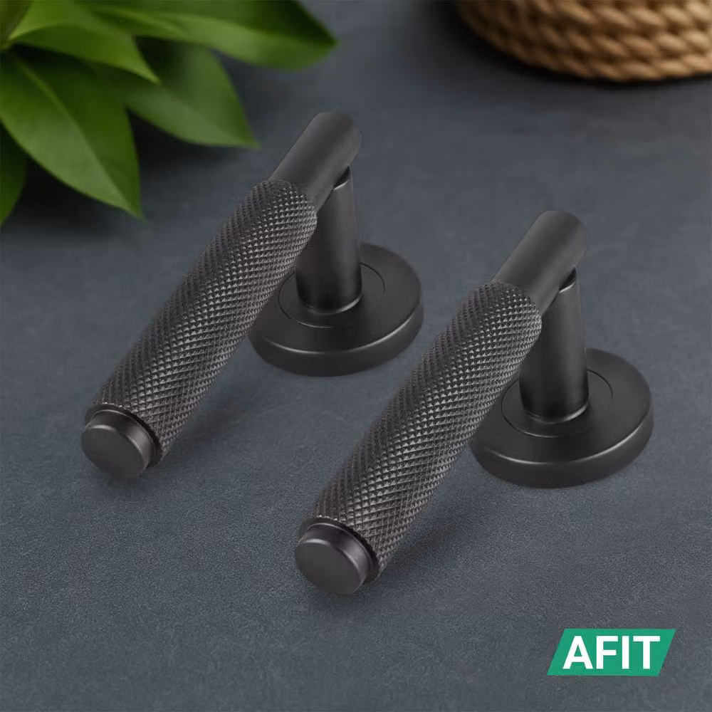 AFIT Dixon Range Matt Black Knurled Door Handles, Pack of 6 – 6