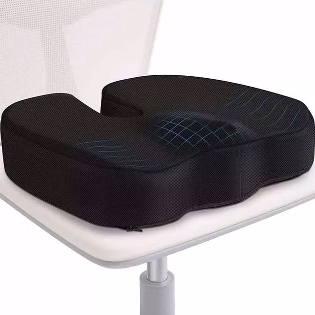 KORVIXA U-Shaped Cooling Memory Foam Cushion in Black, W/D/H: 120 x 90 x 90 cm
