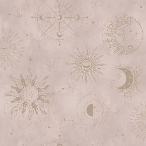 Holden Decor Cosmic Night Sky Celestial Themed Wallpaper in Pink and Gold for Children's Bedrooms and Nurseries