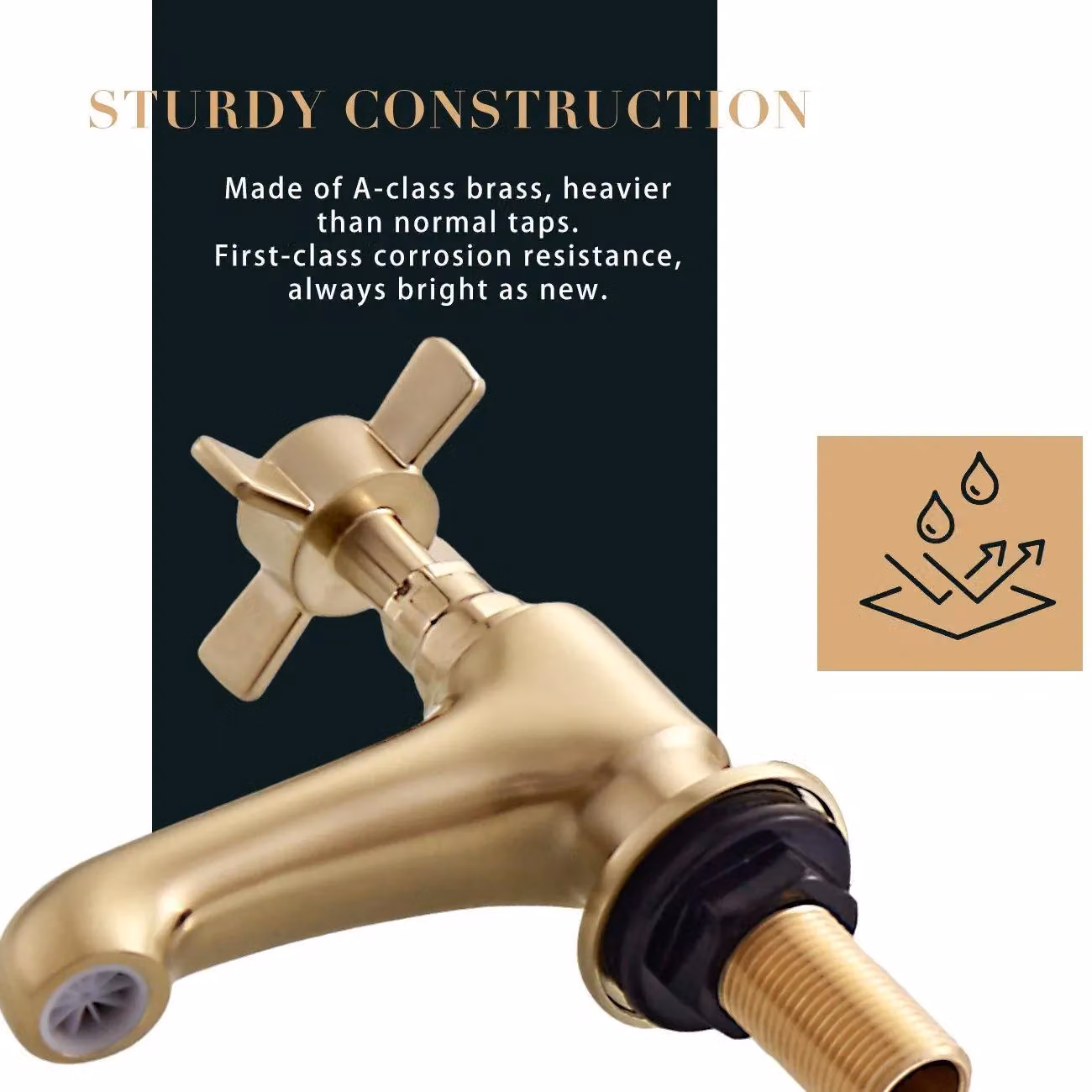BATHWEST Antique Twin Basin Pillar Taps with Cross Lever Handles in Gold – 2