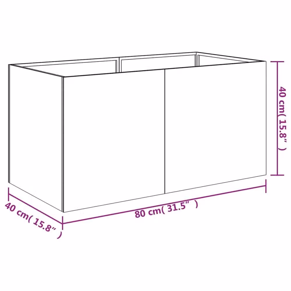 Berkfield Home Brown Corten Steel Planter Tub, W/D/H: 80 x 40 x 40 cm – 3