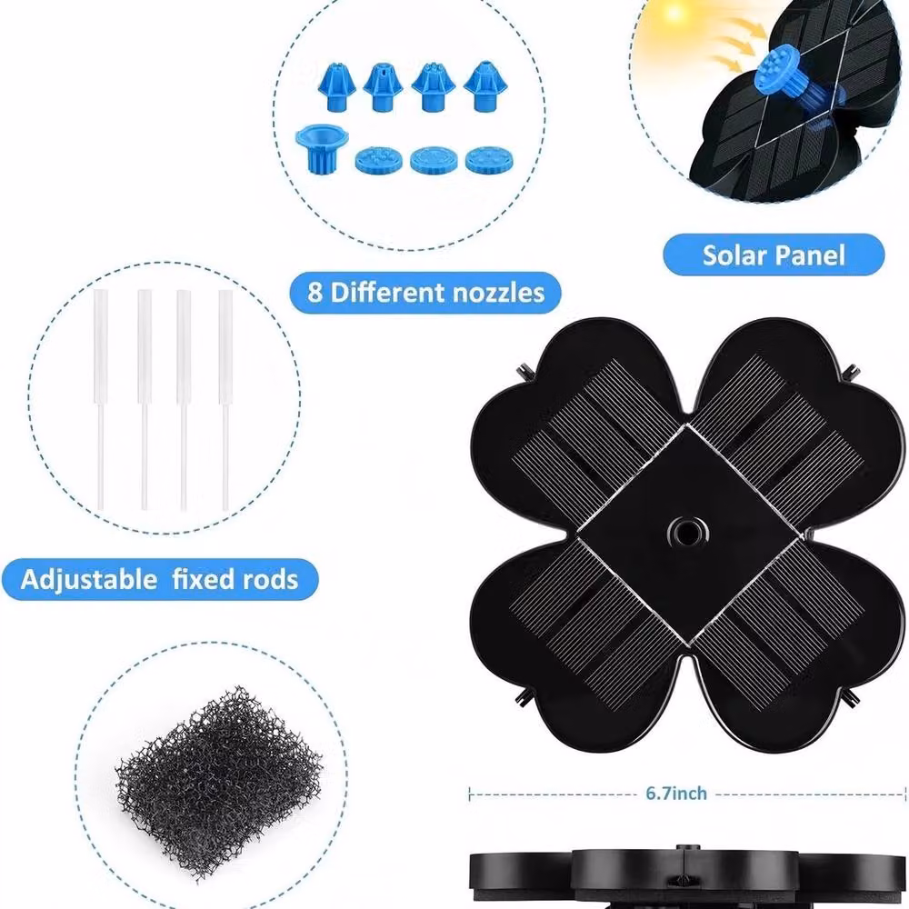 FLAVORA Solar Powered Floating Water Fountain Pump in Black – 3