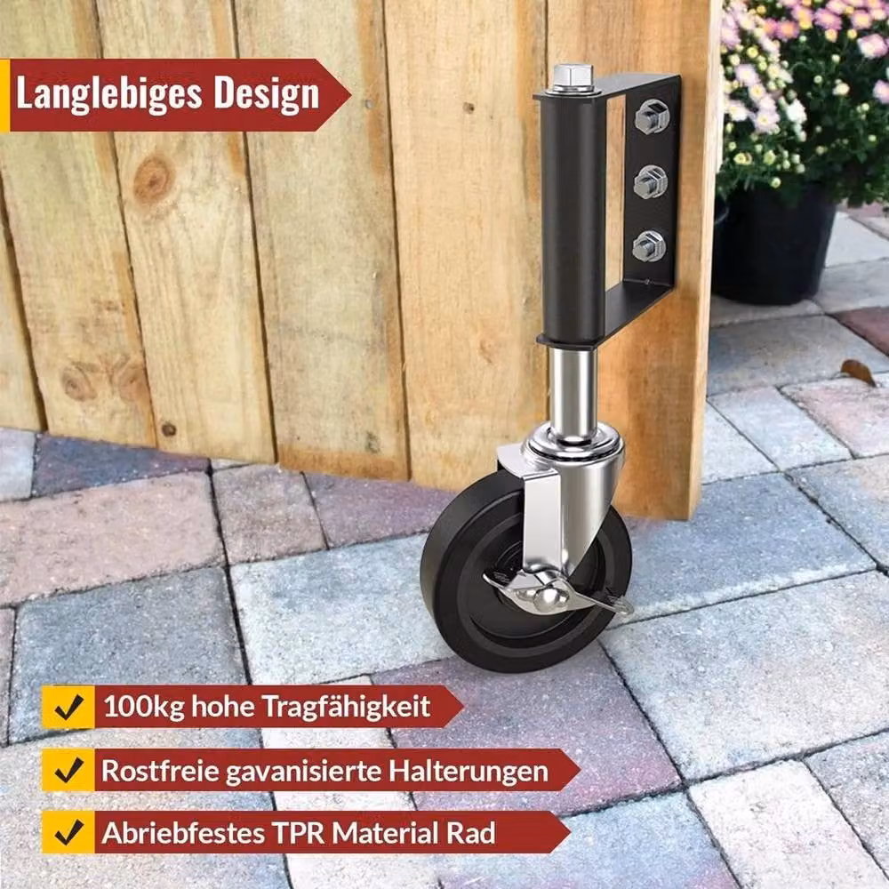 SPETLEK Black Swivel Gate Roller Wheels with 100 kg Load Capacity – 4