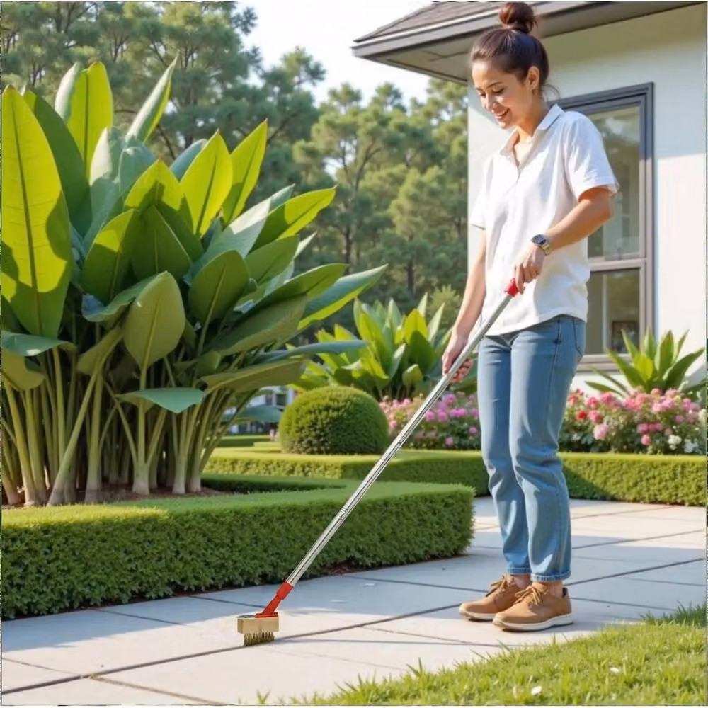 NESTLUNE Brown Metal Patio Weed Wire Brush for Block Paving, 1.25kg – 2