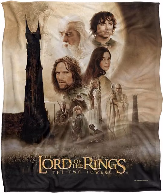 LOGOVISION Lord of the Rings Two Towers Throw Blanket, Multicolour and White, W/D/H: 152 x 127 cm – 5