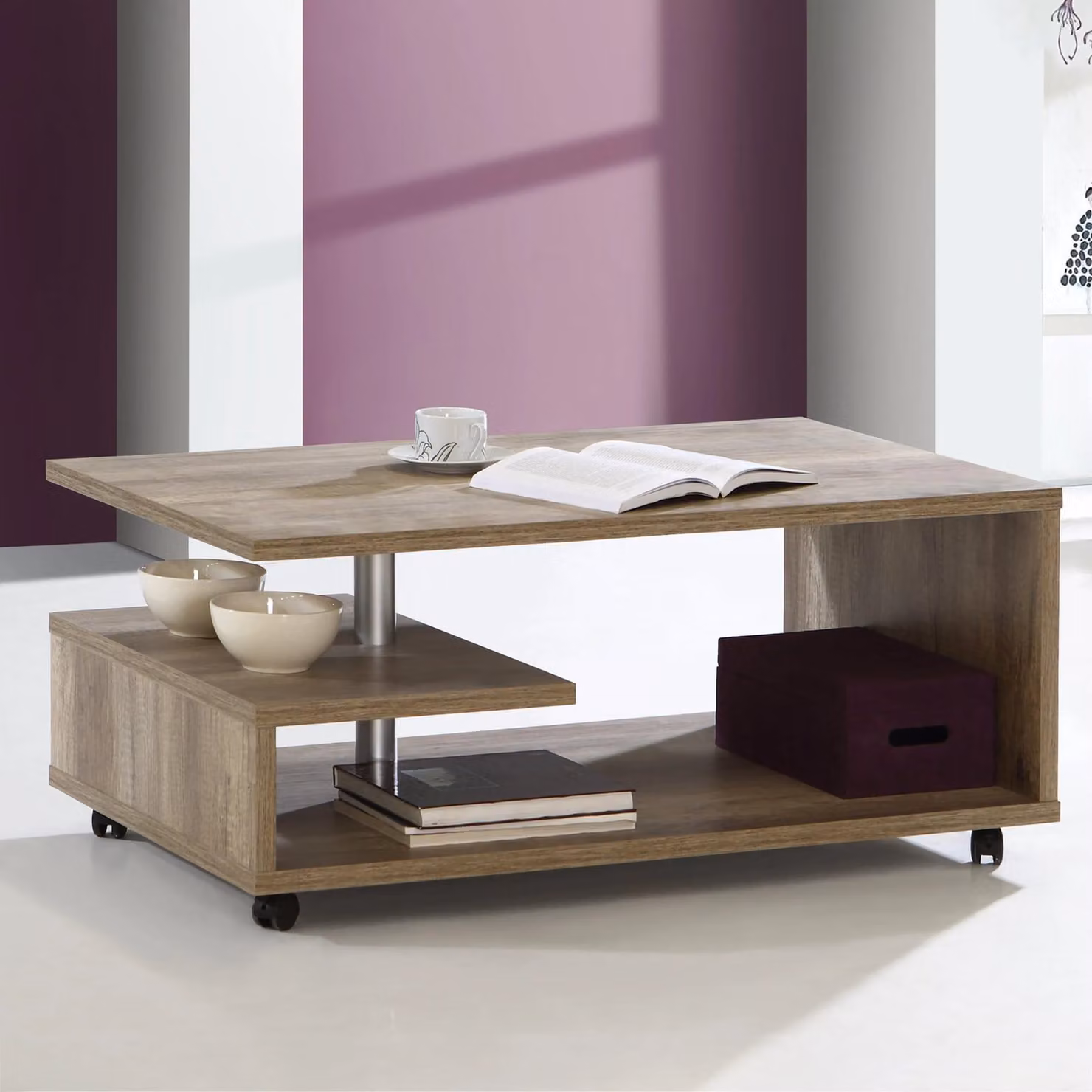 Furniture To Go Bailey Rectangular Coffee Table in Antique Oak Brown – 2