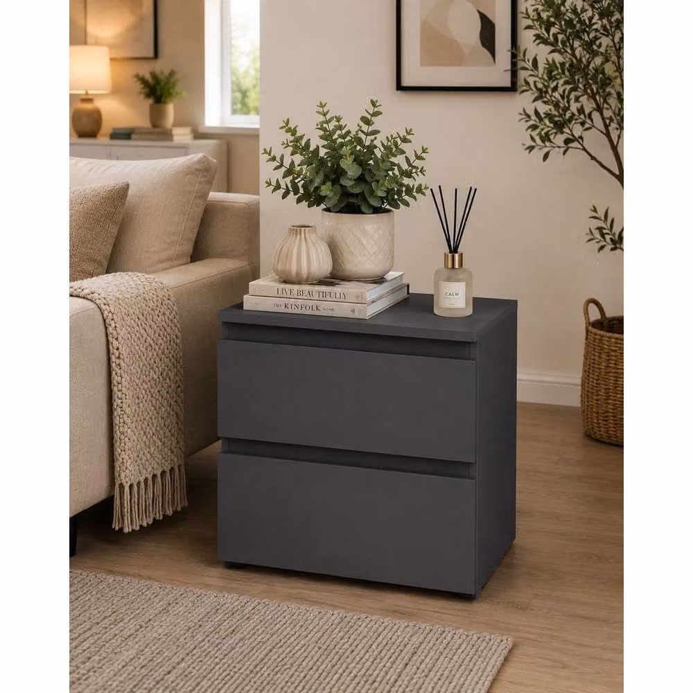 EONLION Grey Bedside Cabinet Chest of Drawers – 3
