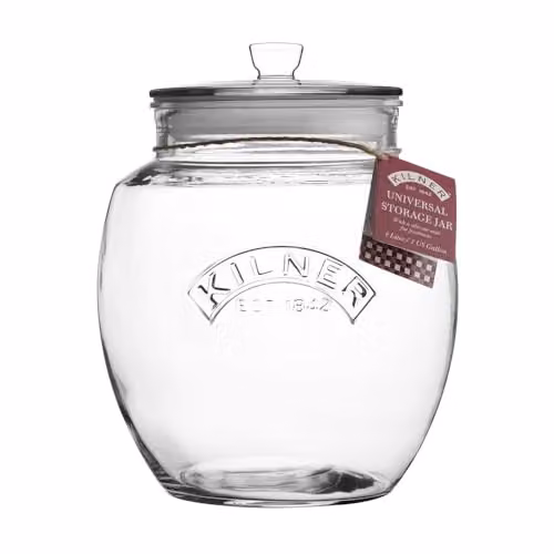 Kilner Universal Glass Food Container with Airtight Push-Top Lid and Silicone Seal, Transparent, 0.85 l