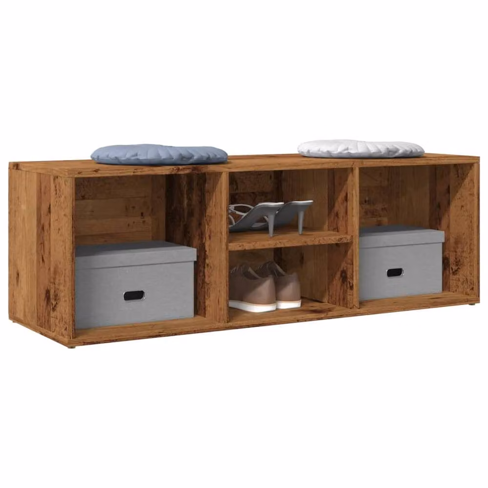 Berkfield Home Shoe Storage Bench in Old Wood Brown, W/D/H: 105 x 35 x 35 cm – 2