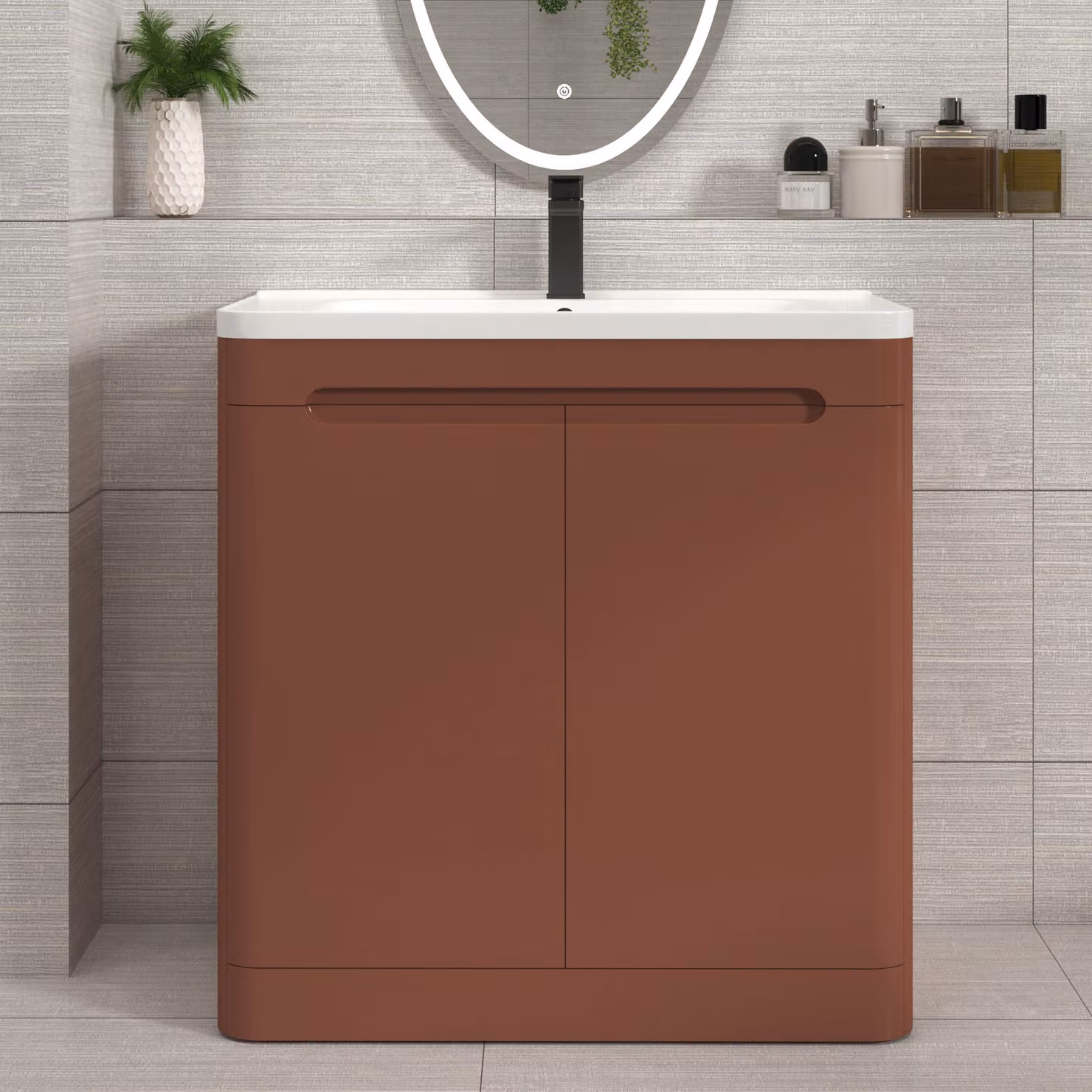 Royal Bathrooms Venice 800mm Floor Standing 2 Door Vanity Unit with Ceramic Basin in Terracotta Clay Matt Finish