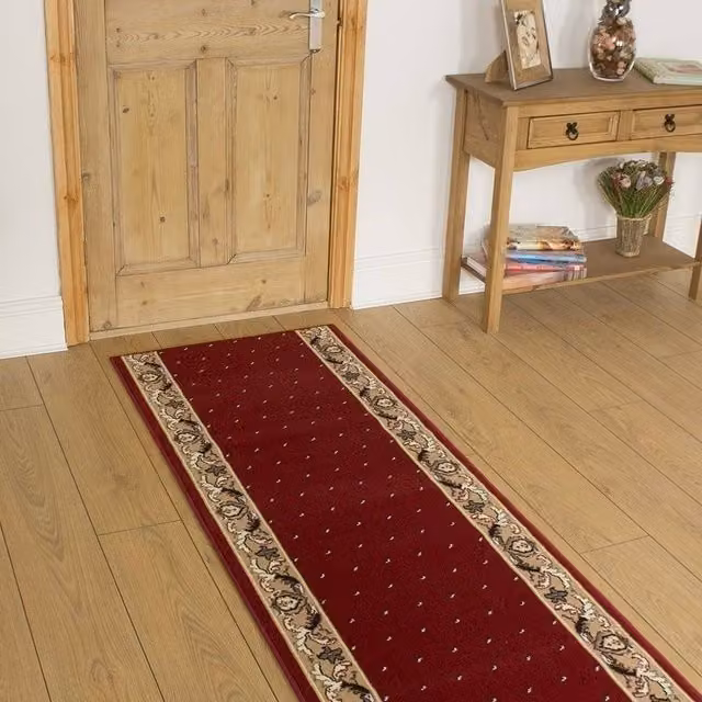 runrug Pin Dot Hallway Carpet Runner Rug in Red, W: 60 cm, L: 360 cm – 1
