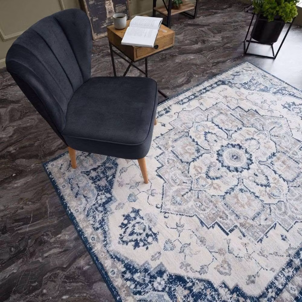THE RUGS Montana Medallion Oriental Area Rug in Navy, Cream and Beige, W: 240 cm, D: 340 cm – 6