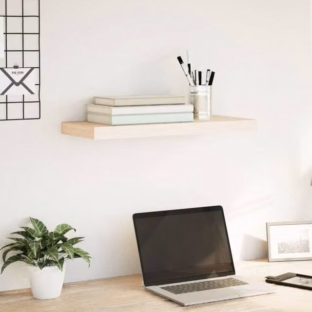 Berkfield Home Floating Wall Mounted Shelf in Light Oak, W: 60 cm, D: 23.5 cm, H: 4 cm – 1