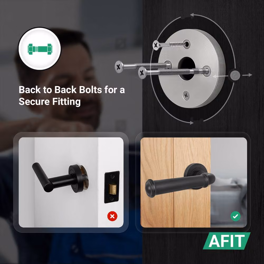 AFIT Matt Black Aluminium Door Handle and Latch Set, 4 Pack – 3