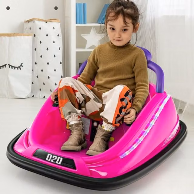 Costway Electric Ride-On Bumper Car with Remote Control and Light and Sound Effects, Pink
