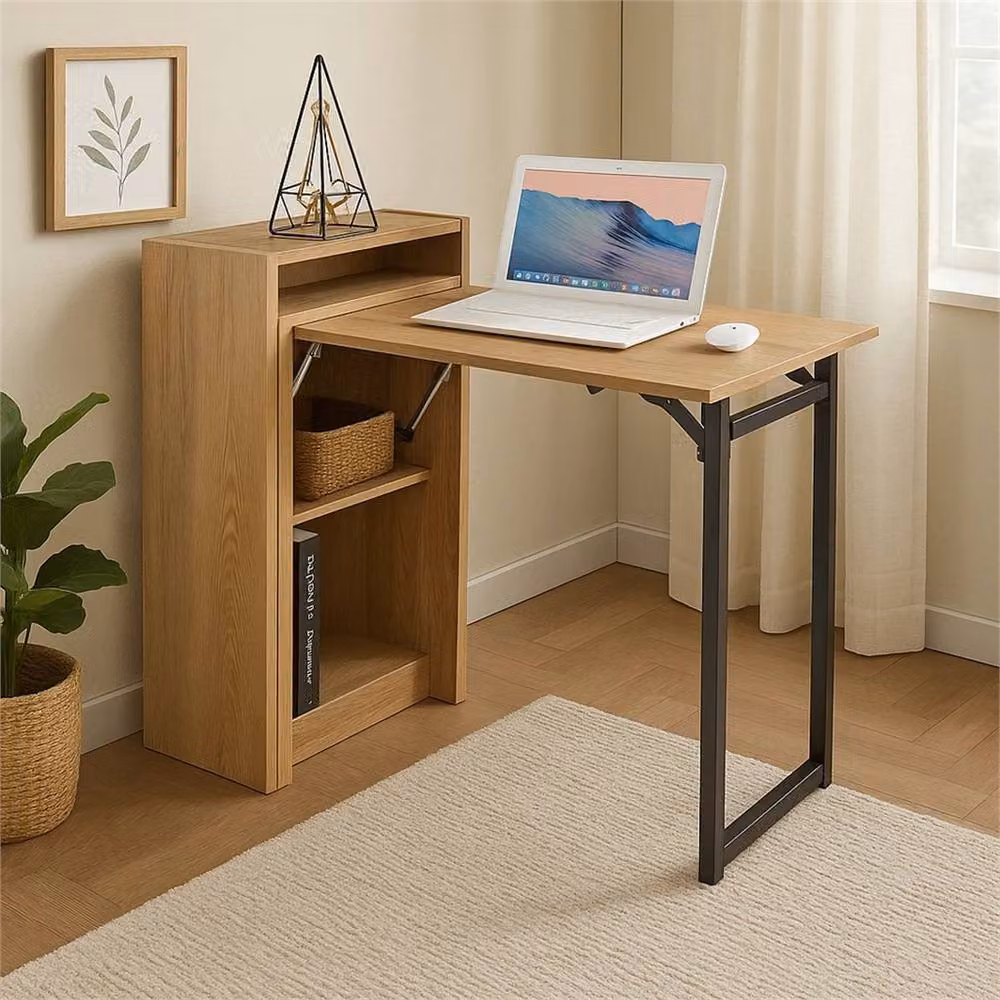 SPETLEK Brown Folding Computer Desk and Workstation for Home Office – 3