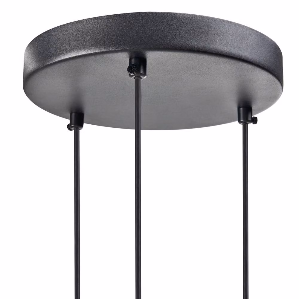 Wyld and Coco Black Three-Light Suspended Pendant Lamp with Transparent Glass Shades and Metal Frame – 3