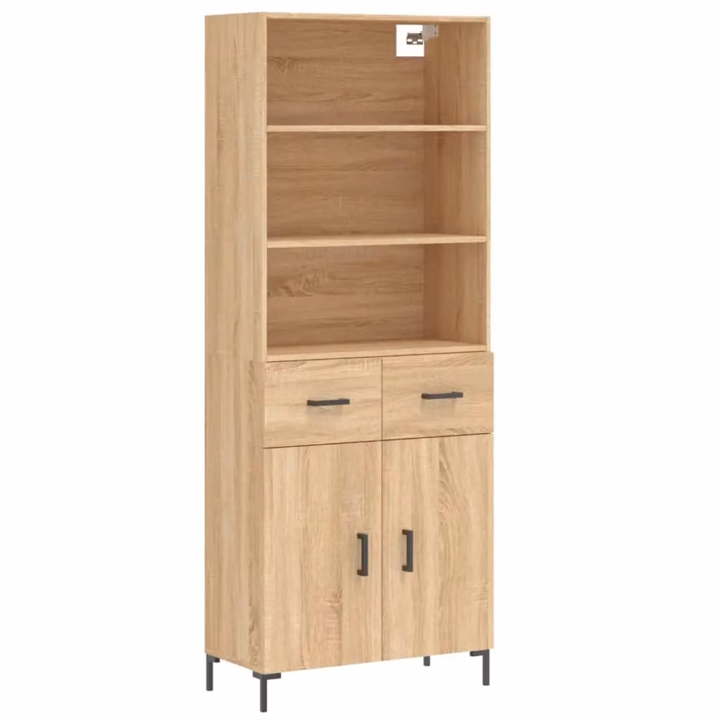 Berkfield Home Sonoma Oak Highboard in Brown, W/D/H: 69.5 x 34 x 180 cm – 2
