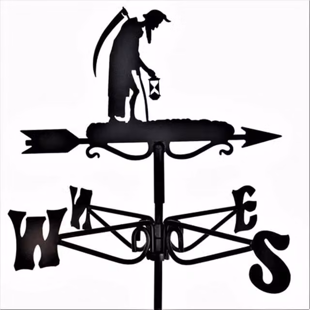 Buttercup Farm Mini Old Father Time Weathervane in Black Steel, W38 x D38 x H54 cm – 1
