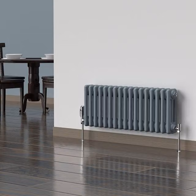 Lux Heat Horizontal 3 Column Steel Radiator in Pebble Grey, W: 78.5 cm, H: 30.0 cm