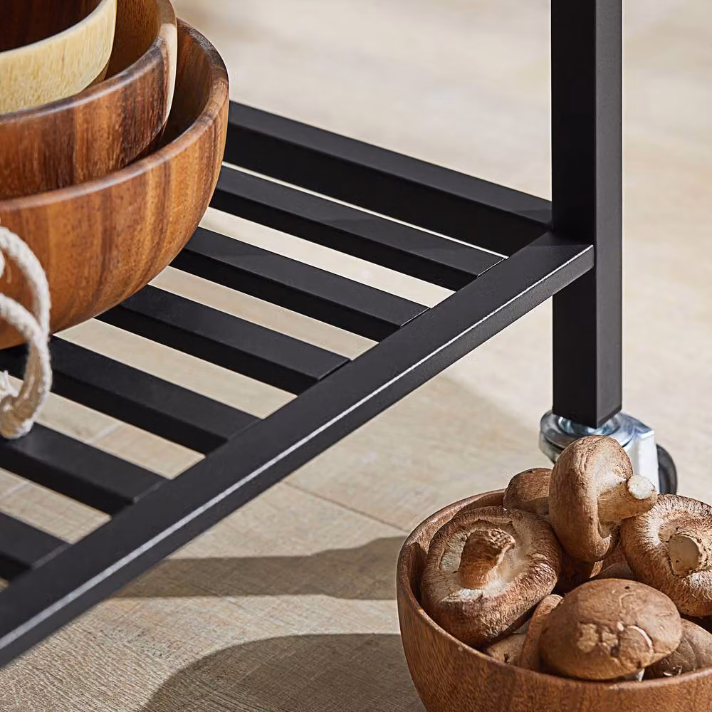 SoBuy Industrial Kitchen Trolley with 2 Drawers and 3 Shelves in Brown and Black – 6