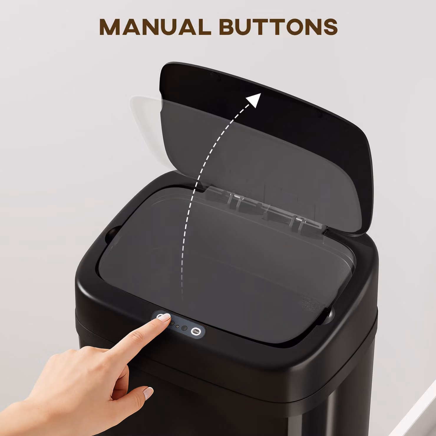 HOMCOM 50L Stainless Steel Sensor Bin in Black – 4