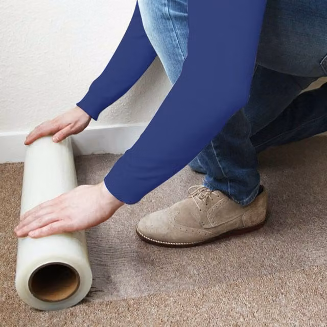 Livingandhome Non-Slip Self-Adhesive Carpet Protector Film, White, 10m