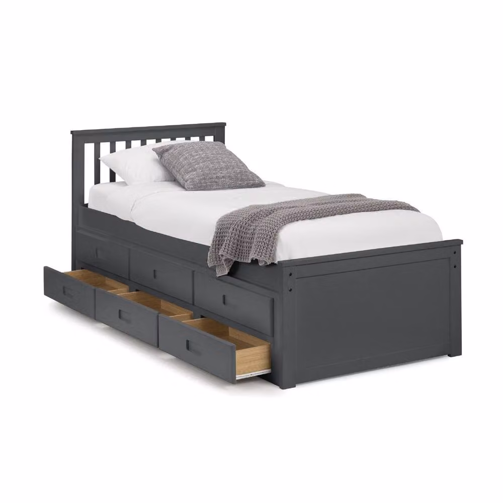 Cheshire Amethyst Single Bed with Underbed Drawers in Anthracite Grey, W/D/H: 90 x 200 cm – 2