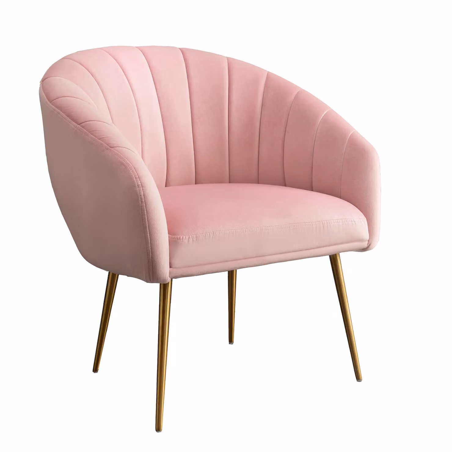 Artemis Home Helena Shell Back Accent Chair in Pink Velvet with Bronze Legs – 2