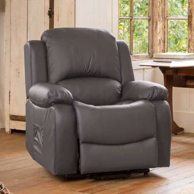 Artemis Home Glendale Manual Recliner Armchair in Grey Synthetic Leather, Width: 92 cm – 1