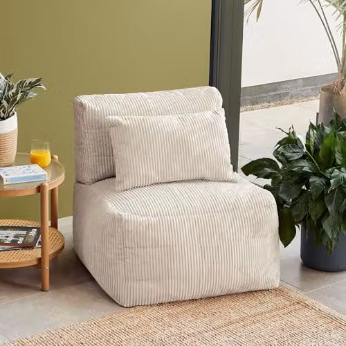 icon Noa Bean Bag Chair in Beige Jumbo Cord with Removable Cover and Filling Included – 2
