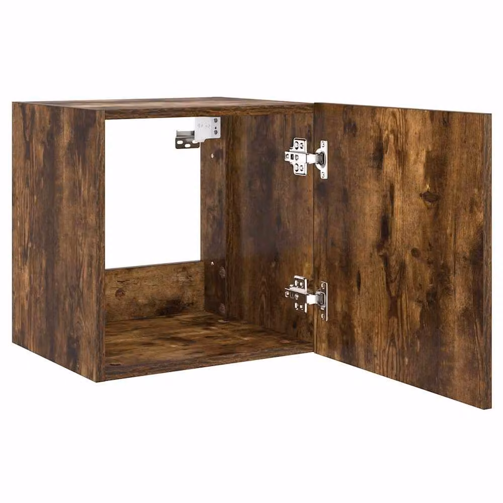 Berkfield Home Modern TV Wall Cabinet with LED Lights in Smoked Oak Brown, W/D/H: 40.5 x 35 x 40 cm – 7
