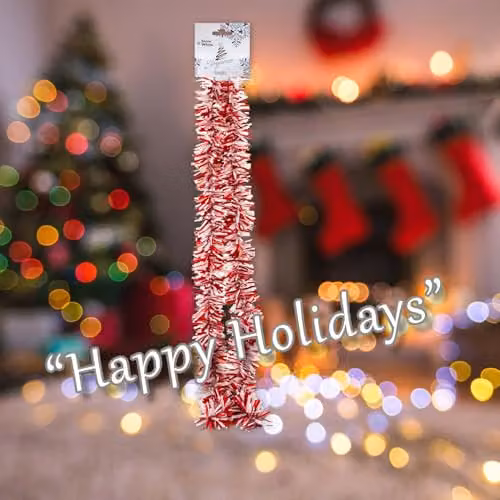 VFM e-Store Candy Striped Christmas Decoration Tinsel in Red and White, W/D/H: 57.2 x 25.0 x 13.4 cm – 5