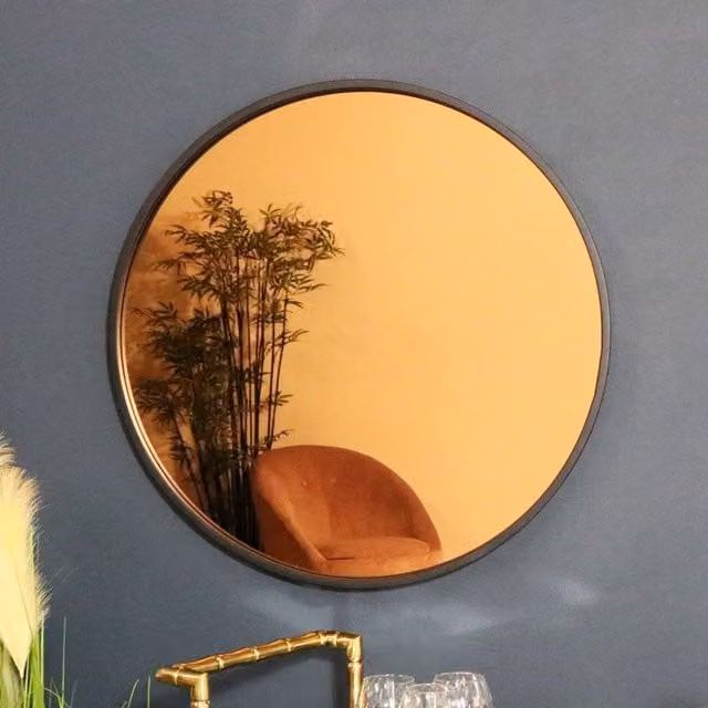 Melody Maison Round Smoked Copper Wall Mirror, Diameter: 80 cm – 1