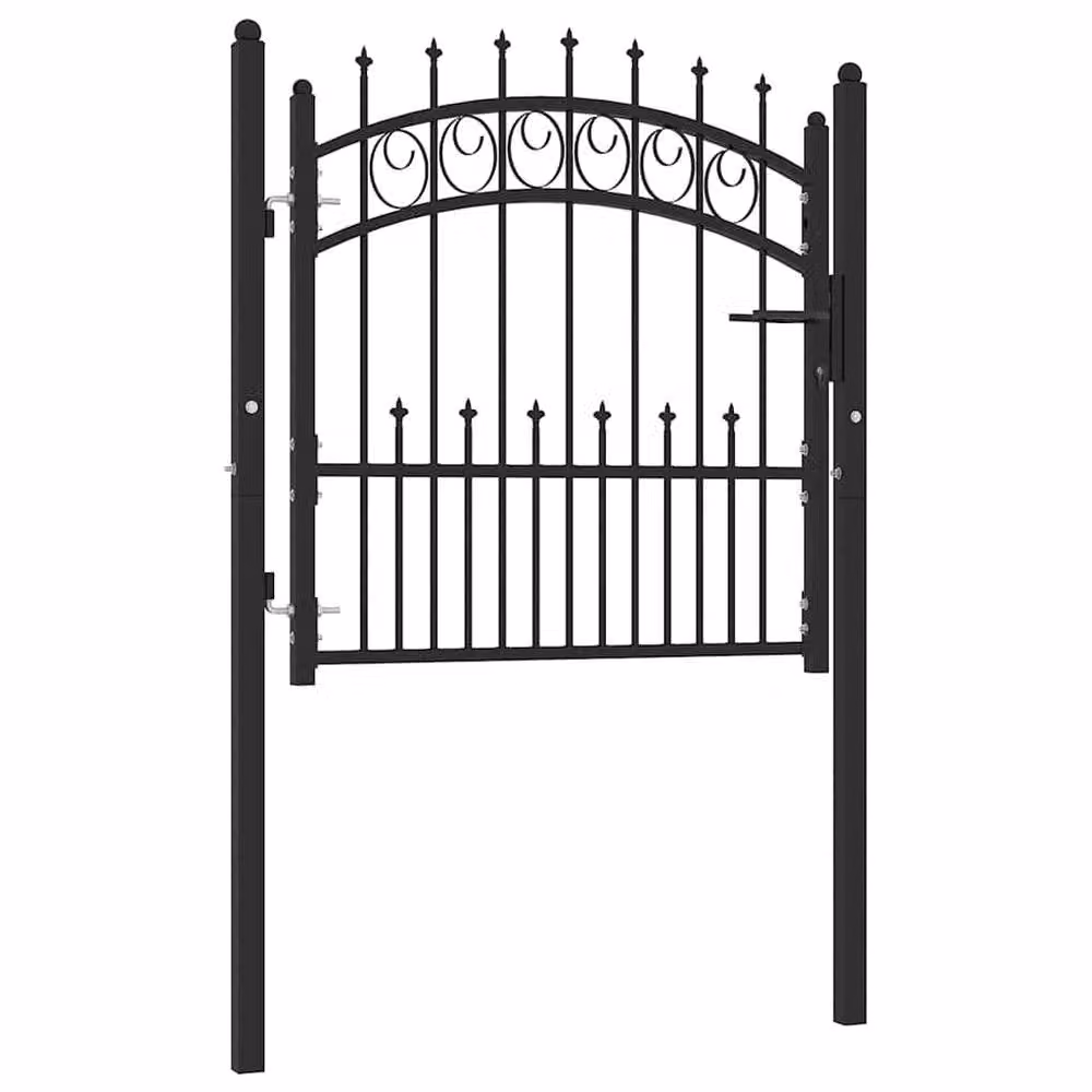 Berkfield Home Black Steel Spiked Swing Fence Gate W/H: 100 x 100 cm – 2