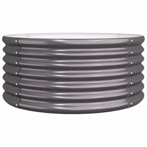 vidaXL Anthracite Galvanised Steel Garden Planter Tub W: 80 cm, D: 80 cm, H: 36 cm