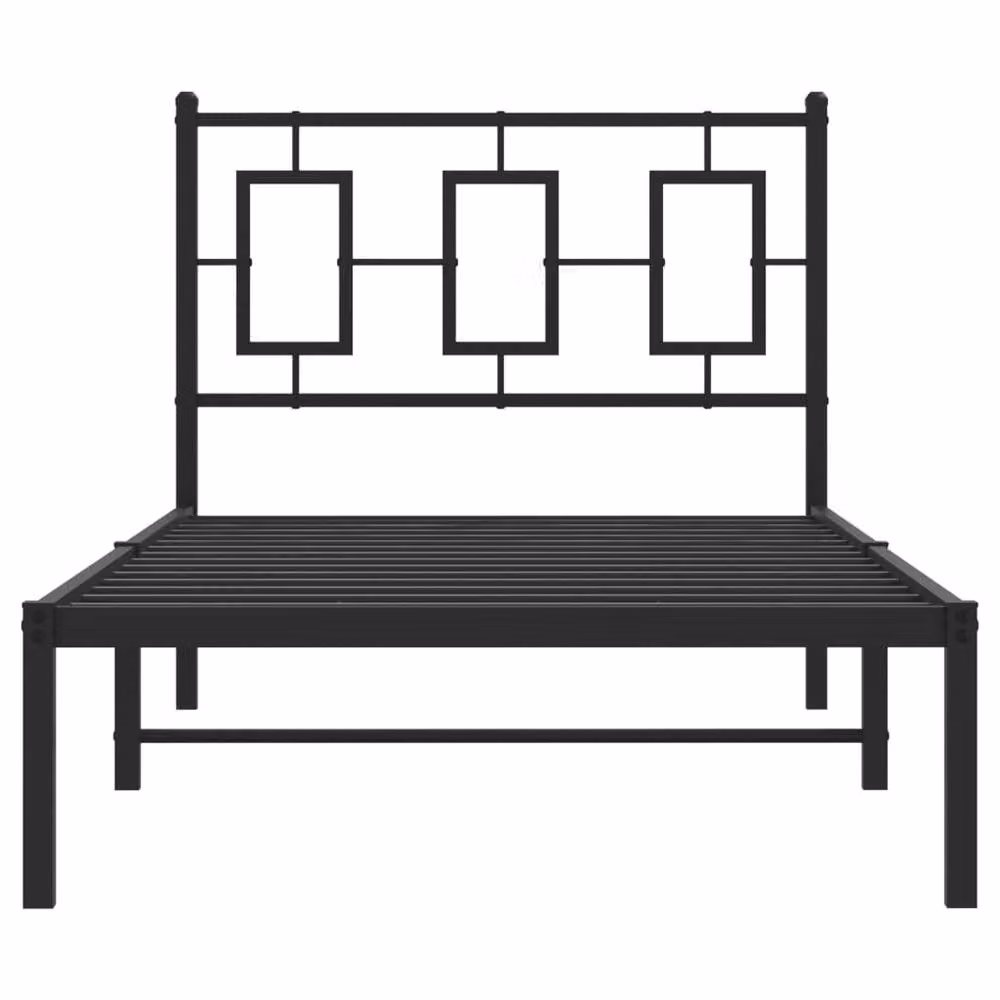 Berkfield Home Metal Bed Frame with Headboard in Black, W/D/H: 90 x 190 cm – 3