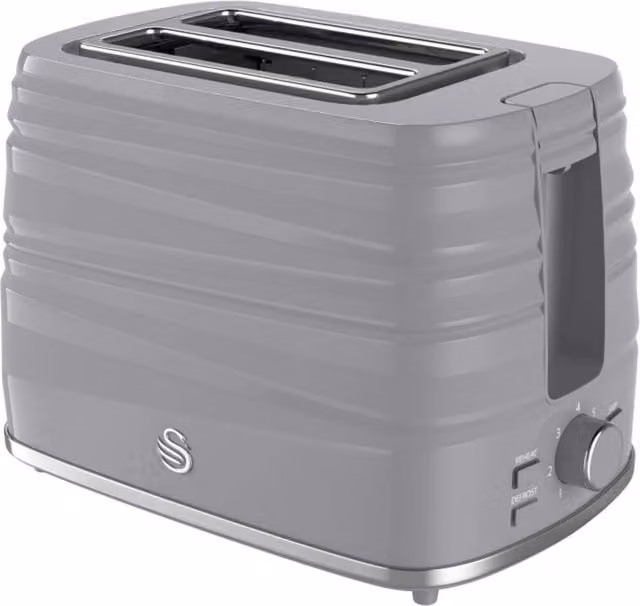Swan Symphony 2 Slice Toaster in White and Grey with Cable Storage
