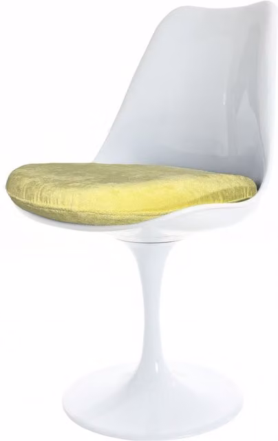 Fusion Living Modern Swivel Dining Chair in White and Yellow Velvet Fabric