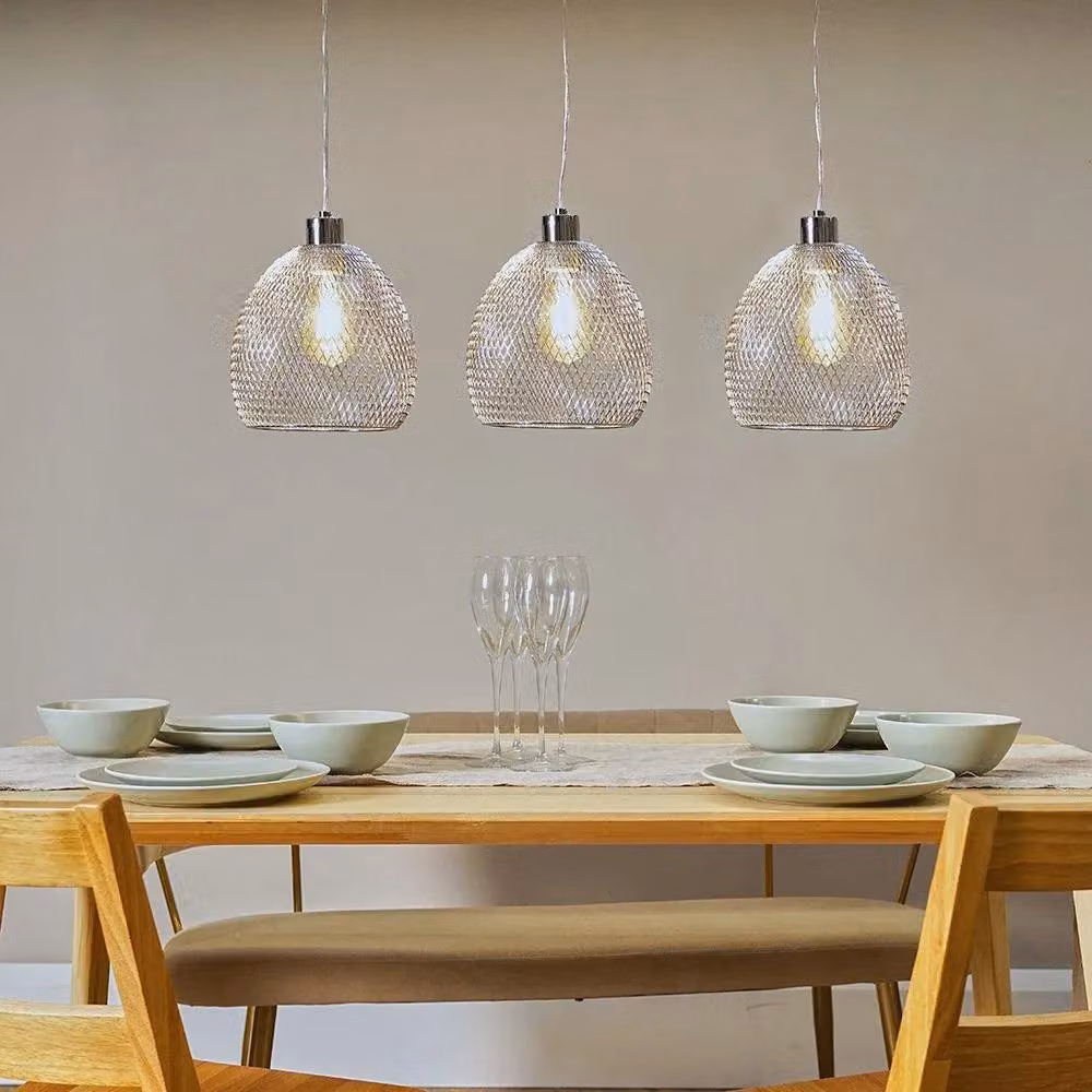 ValueLights Novo 3 Way Brushed Chrome Ceiling Light, Metallic Silver Suspended Dome Pendant – 2