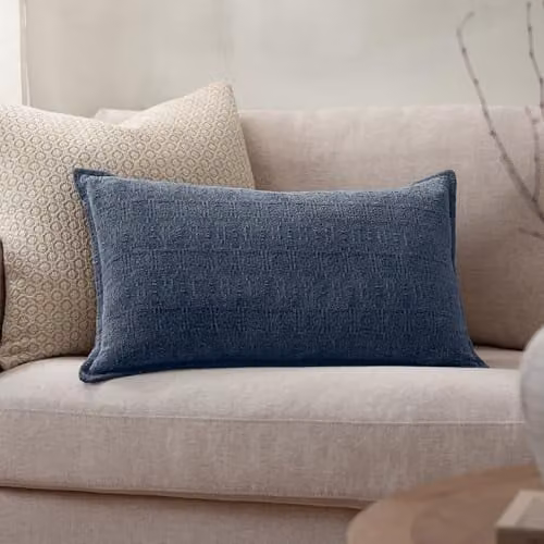 Yard Ramas Blue Cotton Jacquard Rectangular Cushion W/D/H: 40 x 60 cm – 4