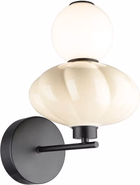 Netlighting Tordi Globe LED Wall Light in Beige and Matt White with Warm White 3000K Bulb Included