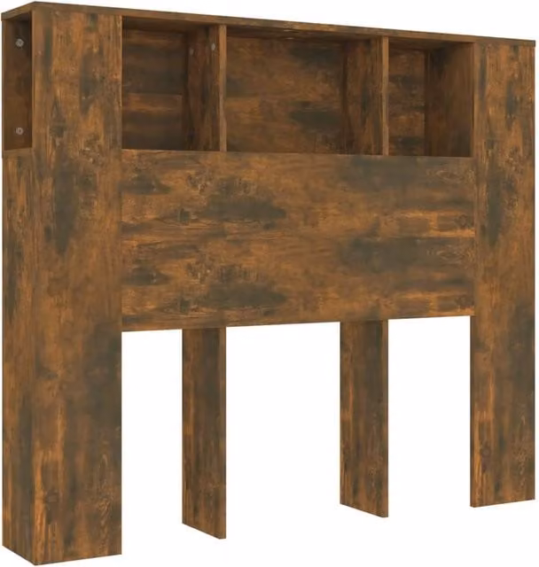 Berkfield Home Smoked Oak Headboard Cabinet in Brown, W/D/H: 120 x 18.5 x 104.5 cm